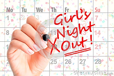 A date for Girls Night Out â€“ reminder on agenda Stock Photo